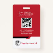 Modern Red Professional Photo ID Card バッジ (裏面)