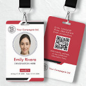Modern Red Professional Photo ID Card バッジ