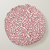 Modern Red Reaction Diffusion Organic Abstract Pat ラウンドクッション (裏面)
