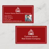 Modern Red Real Estate Company Realtor Photo 名刺 (正面/裏面)