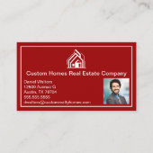 Modern Red Real Estate Company Realtor Photo 名刺 (正面)
