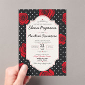 Modern Red Rose Elegant Black and Red Romantic  アクリル招待状 (インサイチュ (ポータブル))