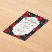 Modern Red Rose Elegant Black and Red Romantic  アクリル招待状 (レイダウン)