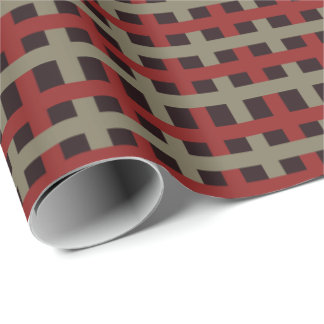 Modern Red Sage Black Christmas Plaid ラッピングペーパー