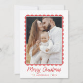 Modern Red Scalloped Frame 2 Photo シーズンカード (正面)