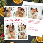 Modern Red Script 5 Photo Collage Christmas シーズンカード<br><div class="desc">Modern Elegant Simple Red Calligraphy Script 5 Photo Collage Merry Christmas Holiday Card. This festive, minimalist, five (5) photo holiday greeting card template features a pretty grid photo collage and says „Merry Christmas”! The „Merry Christmas” greeting text is written in a beautiful whimsical swirly hand lettered swash-tail font typography or...</div>