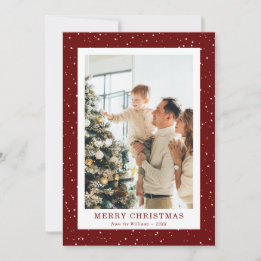 Modern Red Snow Photo Christmas Card シーズンカード
