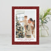 Modern Red Snow Photo Christmas Card シーズンカード (スタンド正面)