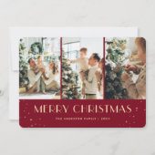 Modern Red Starry Night Photo Christmas Card シーズンカード (正面)