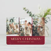 Modern Red Starry Night Photo Christmas Card シーズンカード (スタンド正面)
