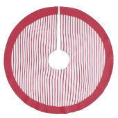 Modern Red Stripes Christmas ブラッシュドポリエステルツリースカート (正面)