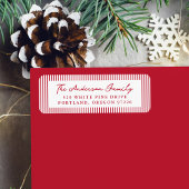 Modern Red Stripes Holiday Return Address ラベル