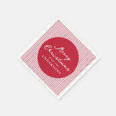 Modern Red Stripes Merry Christmas スタンダードカクテルナプキン (角)