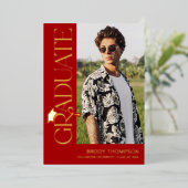 Modern Red Tassel 3 Photo Graduation 箔招待状 (立ち正面)