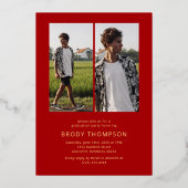 Modern Red Tassel 3 Photo Graduation 箔招待状 (裏面)