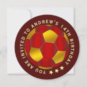 Modern Red Text Soccer Ball Birthday Invitation  セーブザデート (裏面)