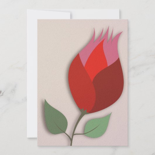 Modern Red Tulip Paper Cutout Art Blank Note シーズンカード (正面)