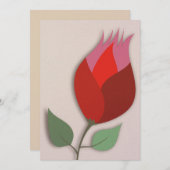 Modern Red Tulip Paper Cutout Art Blank Note シーズンカード (正面/裏面)