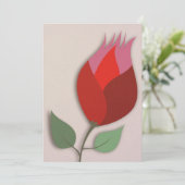 Modern Red Tulip Paper Cutout Art Blank Note シーズンカード (スタンド正面)