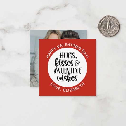 Modern Red Valentine Hugs Kisses Photo  ノートカード (正面/裏面インサイチュ)