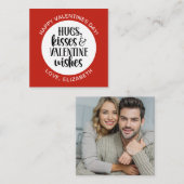 Modern Red Valentine Hugs Kisses Photo  ノートカード (正面/裏面)