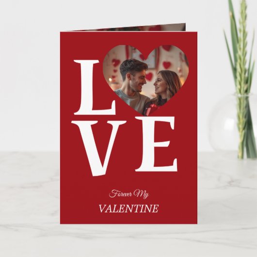 Modern Red Valentine’s Day Photo Card カード (正面)