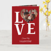 Modern Red Valentine’s Day Photo Card カード (黄色い花)