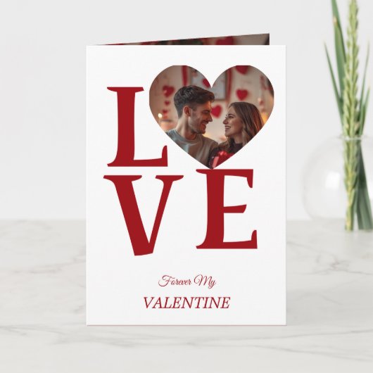 Modern Red Valentine’s Day Photo Card カード (正面)