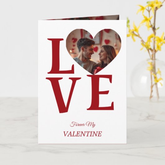 Modern Red Valentine’s Day Photo Card カード (黄色い花)