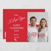 Modern Red Valentine’s Day Photo Card サンキューカード (正面/裏面)