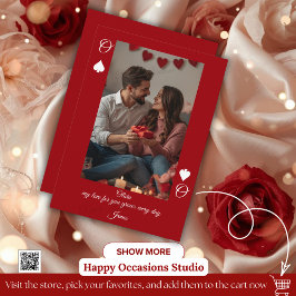 Modern Red Valentine’s Day Photo Card 招待状