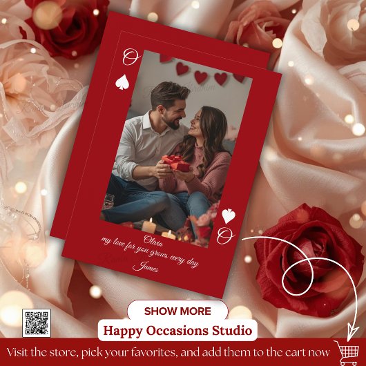 Modern Red Valentine’s Day Photo Card 招待状