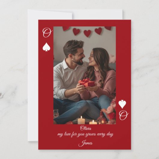 Modern Red Valentine’s Day Photo Card 招待状 (正面)