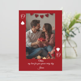 Modern Red Valentine’s Day Photo Card 招待状