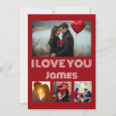 Modern Red Valentine’s Day Photo Card – 4 Photos 招待状 (正面)