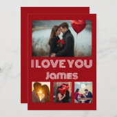 Modern Red Valentine’s Day Photo Card – 4 Photos 招待状 (正面/裏面)