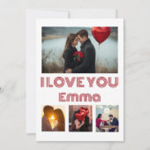 Modern Red Valentine’s Day Photo Card – 4 Photos 招待状 (正面)