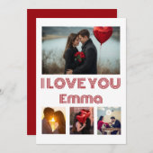 Modern Red Valentine’s Day Photo Card – 4 Photos 招待状 (正面/裏面)