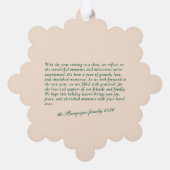 Modern Red Vertical Stripe 2 Photo Christmas オーナメントカード (裏面)