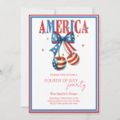 modern Red White &Blue 4th of July Party 招待状 (正面)