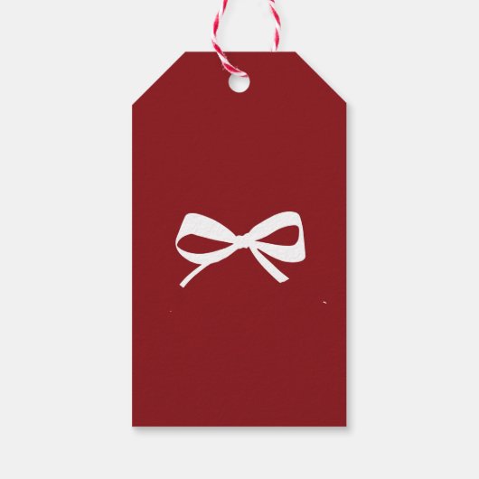 Modern red white bow minimalist Merry Christmas ギフトタグ (裏面)