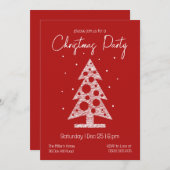 Modern Red & White Christmas Party Invitation シーズンカード (正面/裏面)