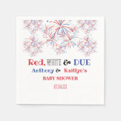 Modern Red White & Due 4th July Baby Shower スタンダードカクテルナプキン (正面)