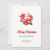 Modern Red White Poinsettia Bouquet Holiday Cards シーズンカード (正面)
