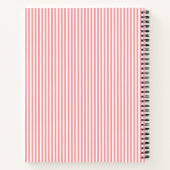 Modern Red & White Stripes Monogram Name ノートブック (裏面)