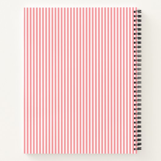Modern Red & White Stripes Monogram Name ノートブック (裏面)