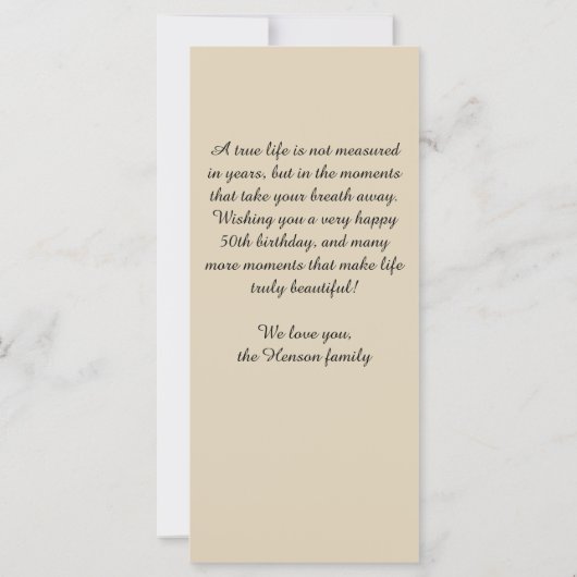 Modern Red Wine Glass Script 50th Birthday  カード (裏面)