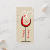 Modern Red Wine Glass Script 50th Birthday  カード (正面/裏面インサイチュ)