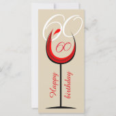 Modern Red Wine Glass Script 60th Birthday  カード (正面)