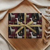 Modern Reindeer Christmas Gift Wrap in Festive Red ラッピングペーパー